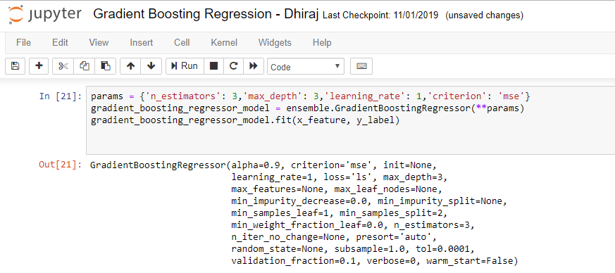 Gradient boosting store algorithm in python