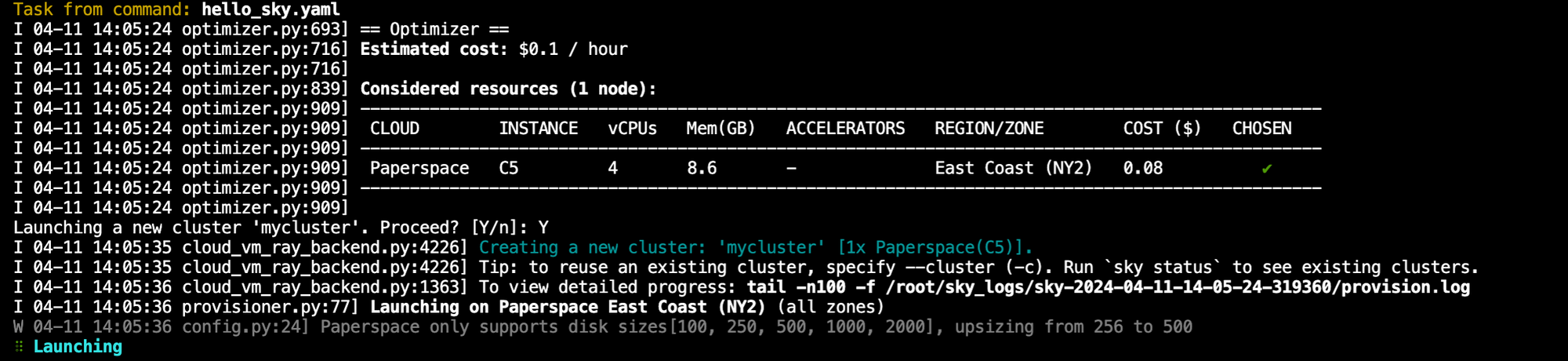 SkyPilot: Seamless Integration with Paperspace